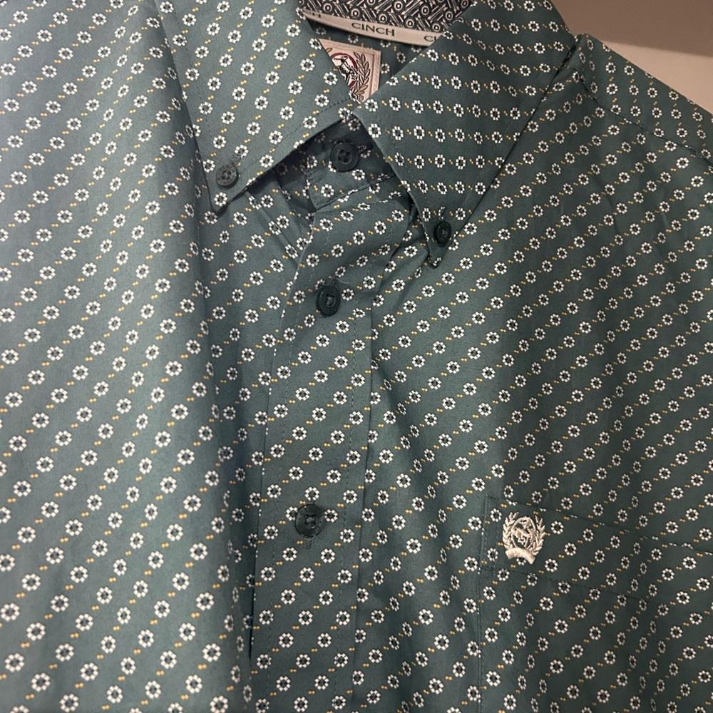 Cinch Men's Teal Floral Button Down Shirt